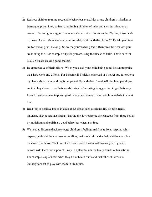 Behavior observation of a 5 years old 2 year old child observation report